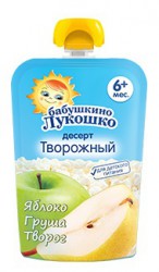 Пюре Бабушкино лукошко яблоко груша творог 90 г