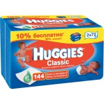 Салфетки влажные детские, Huggies (Хаггис) №144 классик с алоэ и витамином Е