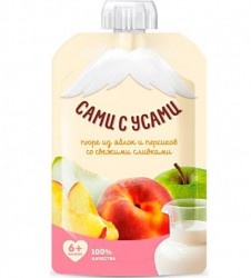 Пюре Сами с Усами яблоко персик сливки с 6 мес 100 г